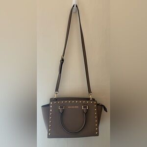 Michael Kors Brown Satchel with Studded Accents